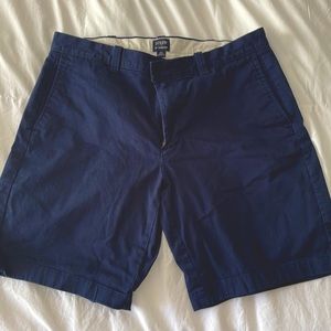 Navy shorts with 9” inseam